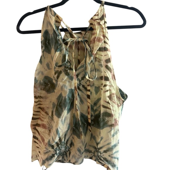 Zara Cross Over Halter Top Tie Dye Tropical Size XL Open Front Festival Cruise - Picture 3 of 6